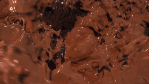 Dynamic Chocolate Liquid Swirl and Splashes Background