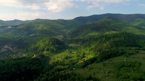 Aerial View of Carpathian Mountains in Summer