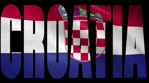 Waving Croatia Flag Text Reveal Animation