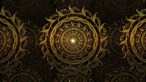 Golden Ornate Floral Tunnel Loop Background Animation
