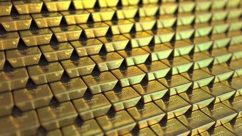Seamless Loop of Undulating Gold Bars Background