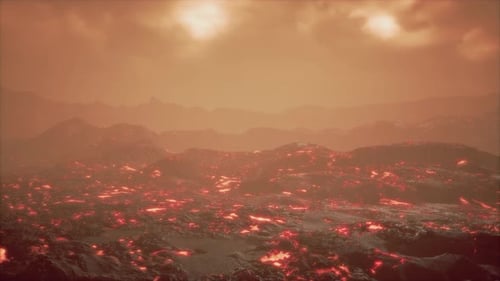 Aktiver Vulkanausbruch und Lavastrom im Vulkan