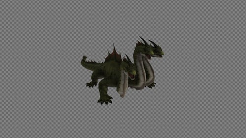 Animated Three-Headed Dragon Monster Creature