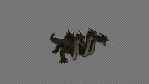 Animated Three-Headed Dragon Roaring Alpha Channel