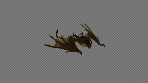 3D Animated Dragon Flying and Hovering on Alpha Channel
