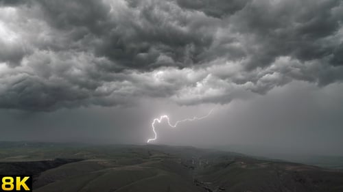 Dramatic Landscape With Lightning Storm and Rolling Clouds