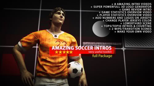Dynamic Soccer Intro Pack: Game Highlights, Player Stats & Logo Reveals