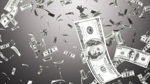 Realistic Falling Hundred Dollar Bills Animation Loop