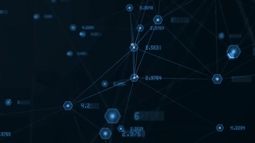Futuristic Digital Network with Data Flowing Through Connections