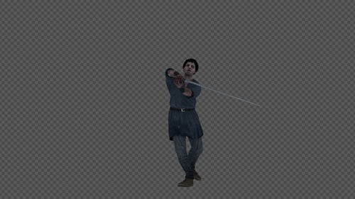 3D Animated Male Character Sword Fighting Poses