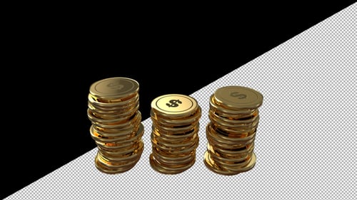 Gold Dollar Coins Stacking Animation