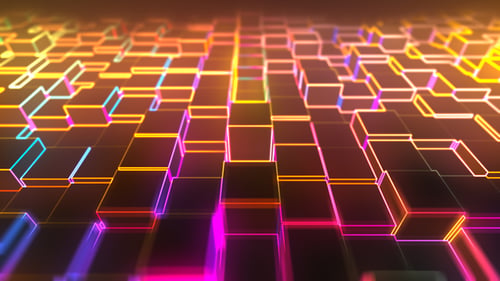 Abstract Neon Cube Background 01