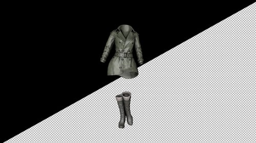 Animated Stylized Trench Coat and Boots Walking