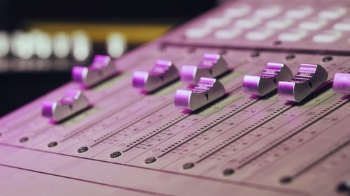 Professional Recording Studio. Interface of Equipment for Sound Processing. Fader. Different Modes