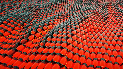 Dynamic Red Geometric Wave Field Abstract Background