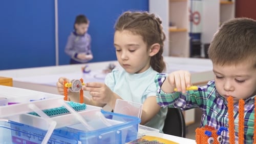 Children Creating Robots at School, Stem Education