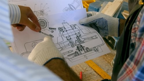 Two Carpenter View Drawings in Workshop