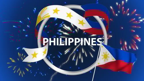 Philippine National Flag Elements, Animated Ribbons, Fireworks, and Lower Thirds