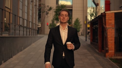 Tired Man Walk Outdoor