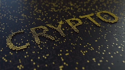 CRYPTO Word Made of Moving Golden Numbers