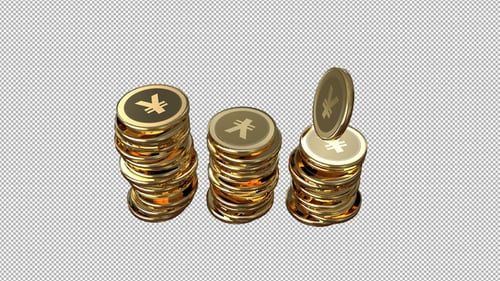 Dynamic Stacking Gold Yen Coins Animation