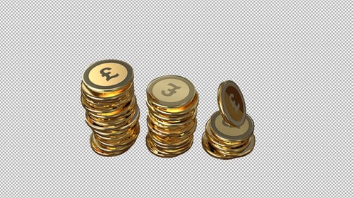 Animated Gold Pound Coins Stacking Up