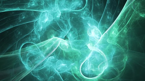 Abstract Green Blue Swirling Energy Fluid Light Movement Background