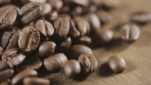 Fried Coffee Beans, Delicious Aroma, Covered with Smoke, Roasted Grain Cafe Flavor Taste Hot Fresh