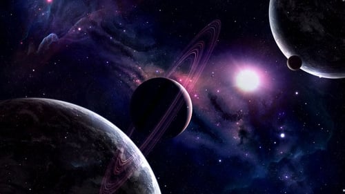 Animated Space Nebula with Ringed Planet and Star Background