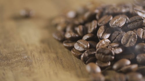 Slow Rotation of the Heap of Coffee Beans. of Coffee Beans. Loopable Rotation. Rotates Plate Wit