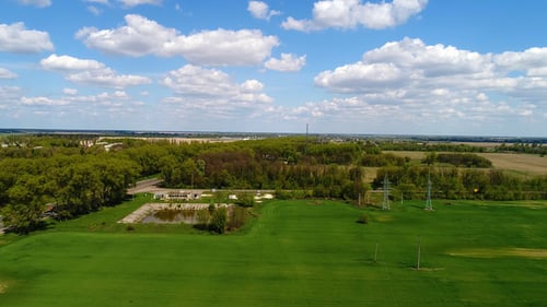 Aerial of the Road in a Field