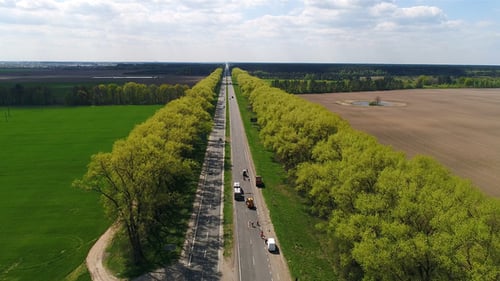 Aerial View of the Road Repair on the Highway