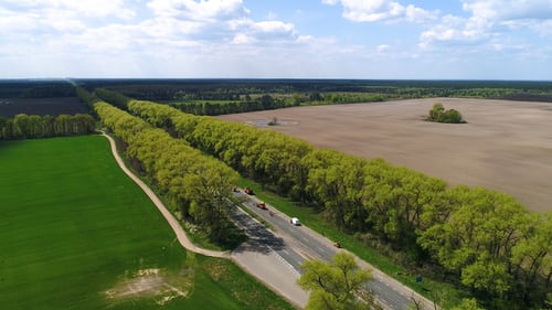 Aerial View of the Road Repair on the Highway