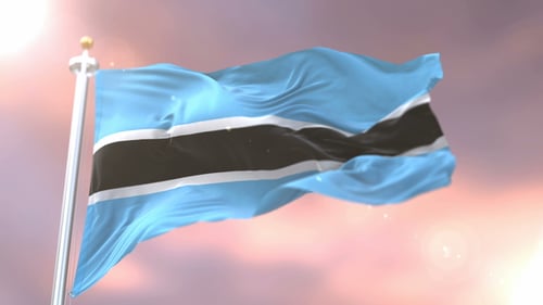 Flagge von Botswana bei Sonnenuntergang