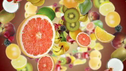 Falling Fruits and Berries Animated Background