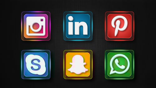 Animated Neon Glowing Social Media Icons Pack