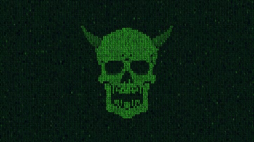 Digital Skull Hacker Animation with Binary Code