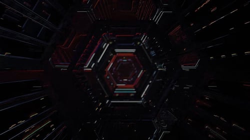 Futuristic Hexagon Tunnel Animation with Glowing Lights