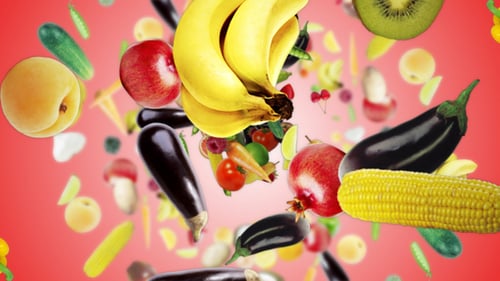 Falling Fruits and Vegetables Animated Background