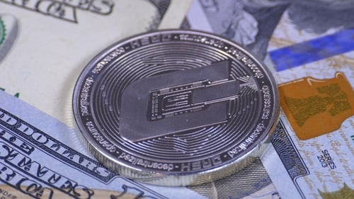 Silver Dash Coin Cryptocurrency and Bills of Dollars Are Rotating