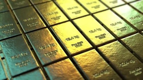Golden Bars Slowly Panning Financial Wealth Asset Animation