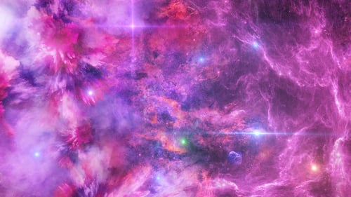 Deep Space Flight Through Colorful Cosmic Nebula