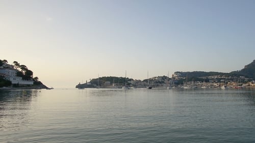 of Sunset Over the Mediterranean Sea at Port De Soller on the Coast of Mallorca
