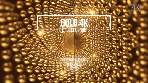 Abstract Golden Spheres Tunnel Motion Background Loop