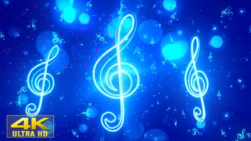 Glowing Neon Treble Clefs Music Background Loop Animation