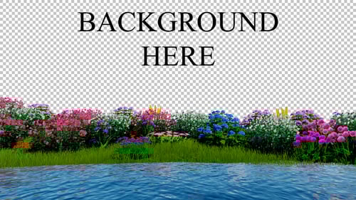 Beautiful Animated Garden Scene with Moving Water and Alpha Channel