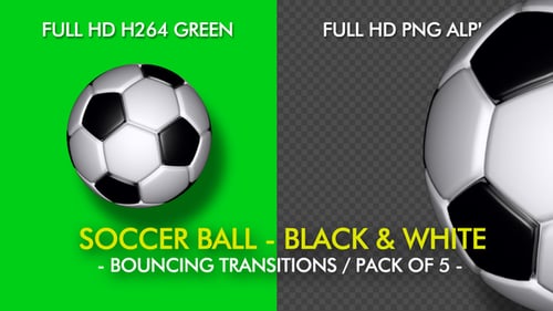 Fußball — Weiß und Schwarz — Bouncing Transition — 5 Stück