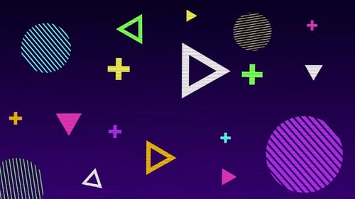 Animated Retro Geometric Shapes Floating Background Loop