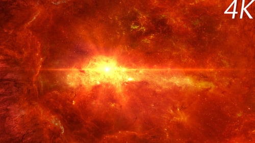 Fiery Red Cosmic Nebula Animated Background with Bright Pulsating Star