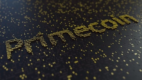 Primecoin Word Made of Moving Golden Numbers